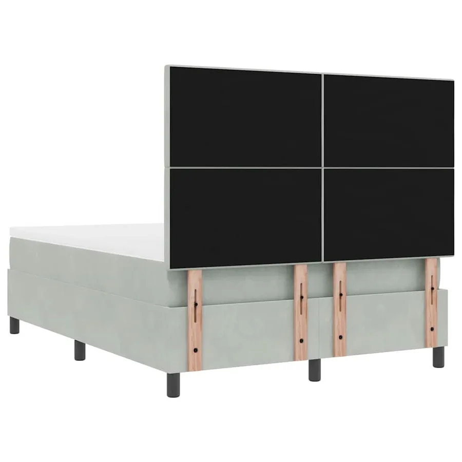 Lit à ressort LED Gris clair 140 x 190 cm Velours - 8