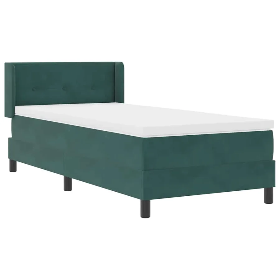 Lit à ressorts avec tête de lit Vert foncé 190 x 90 cm Velours - 6
