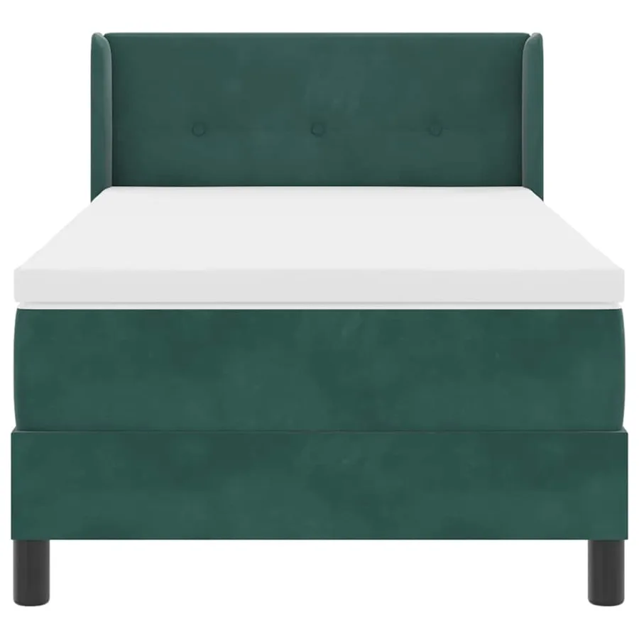 Lit à ressorts avec tête de lit Vert foncé 190 x 90 cm Velours - 7