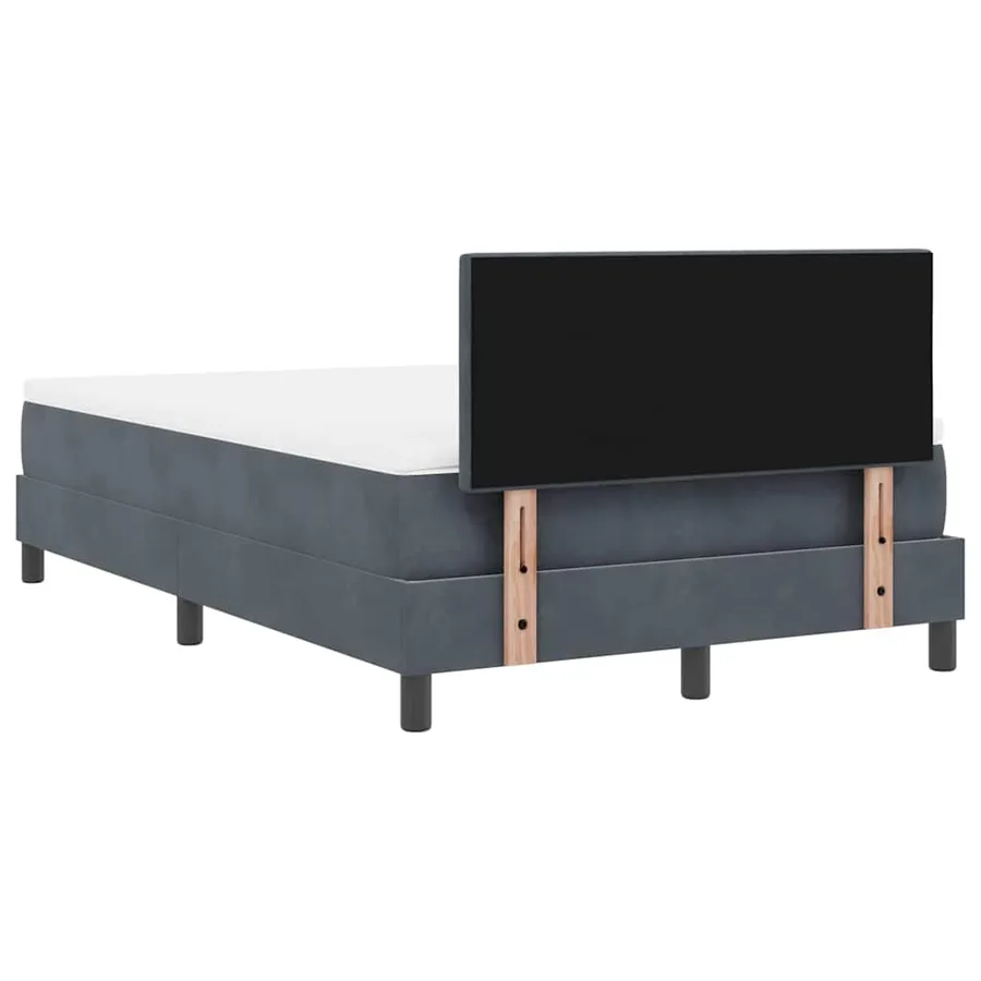 Lit à ressort LED Gris foncé 120 x 200 cm Velours - 10