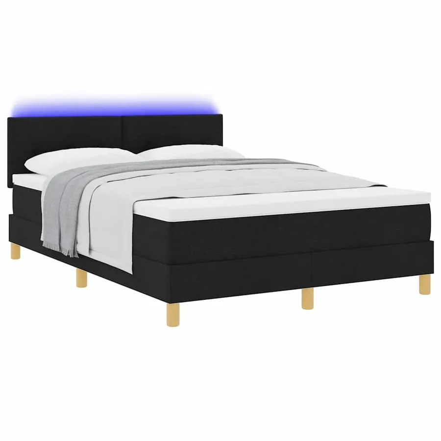 Lit à ressort LED avec bandes LED Noir 140 x 190 cm tissu - 3