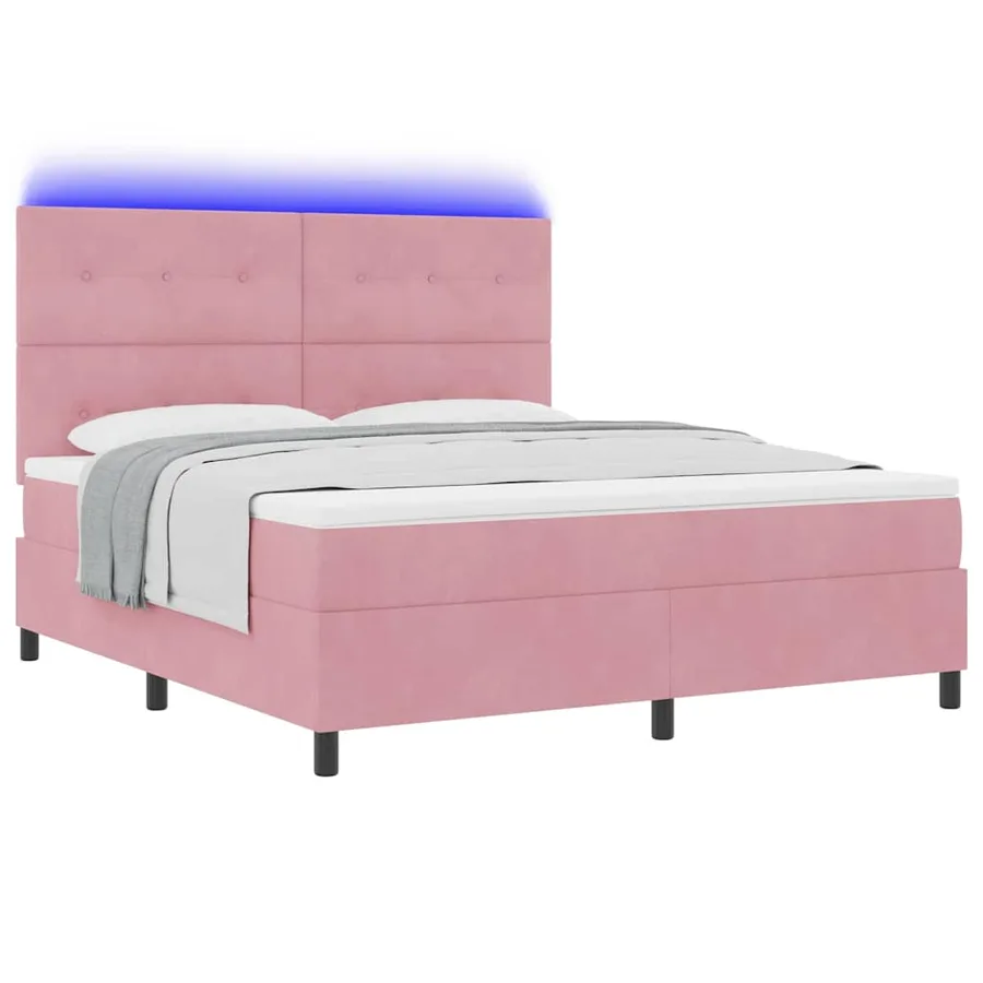 Lit à ressort LED avec tête de lit Rose 180 x 200 cm Velours - 3