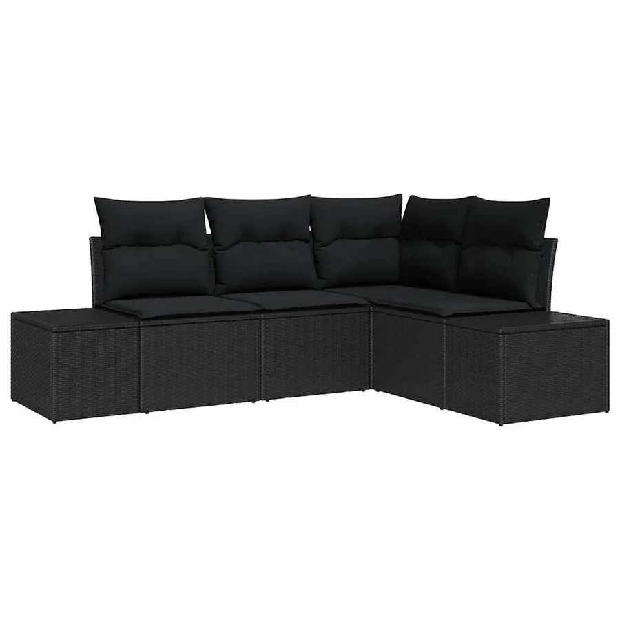 Ensemble de canapé de jardin avec stockage 4 pcs Noir polyrotin - 2