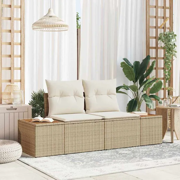 Canapé de jardin Beige 184 x 62 x 85cm polyrotin