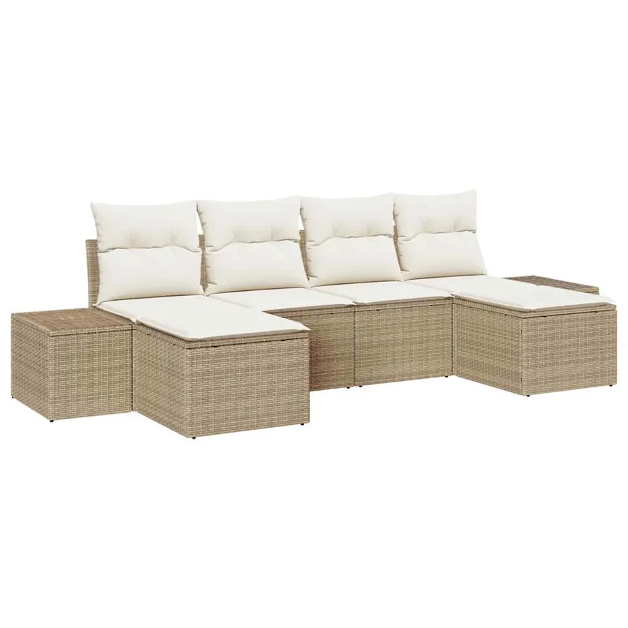 Ensemble de canapé de jardin 4 pcs Beige et crème polyrotin - 2