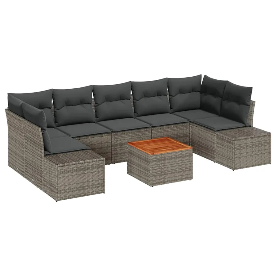 Ensemble de canapé de jardin avec stockage 8 pcs Gris polyrotin - 2