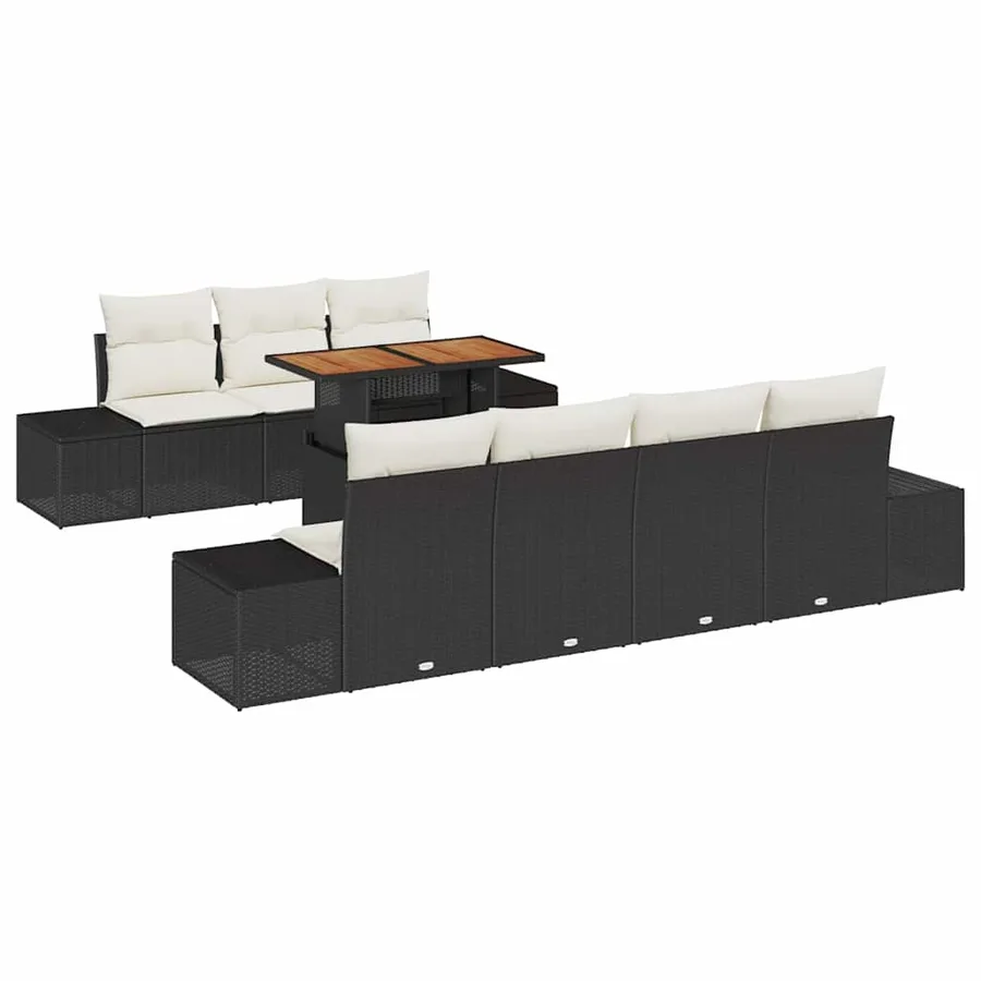 Ensemble de canapé de jardin 8 pcs Noir Poly rotin - 2