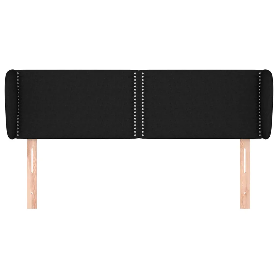 Tête de lit avec oreilles Noir 147x23x78/88 cm Tissu - 3