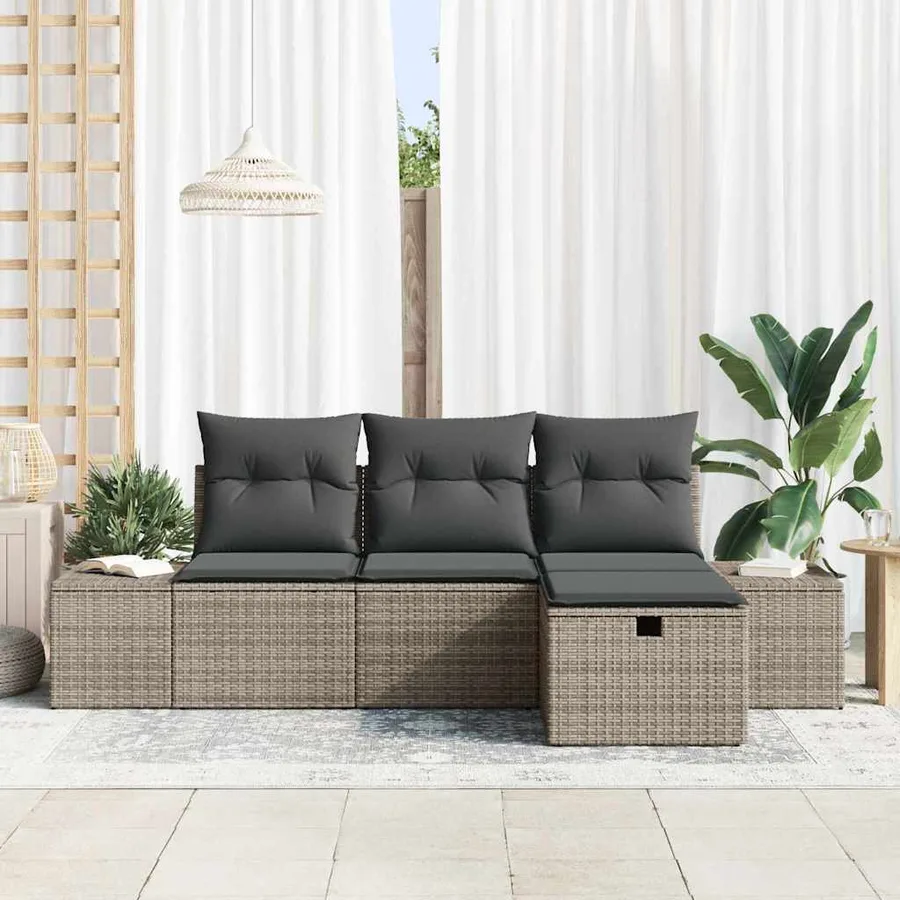 Ensemble de Canapés avec coussin 4 pcs polyrotin - 3