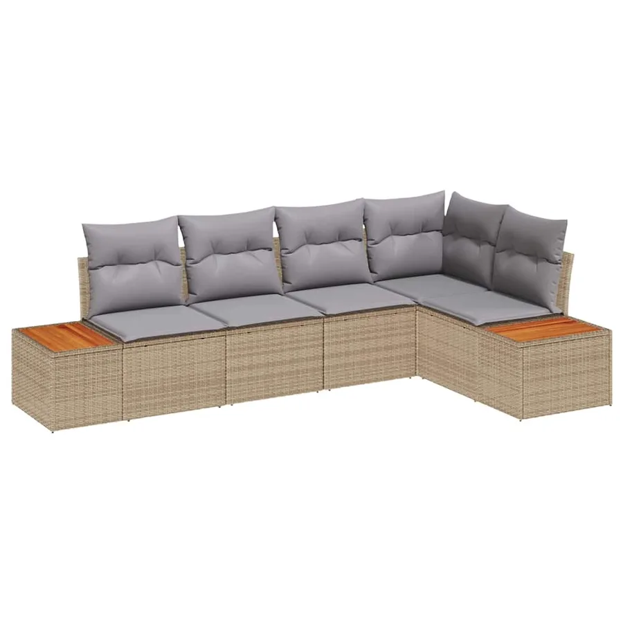 Ensemble de canapé de jardin 5 pcs Beige Poly rotin - 2