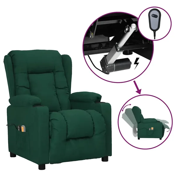 Fauteuil électrique de massage Vert foncé Tissu