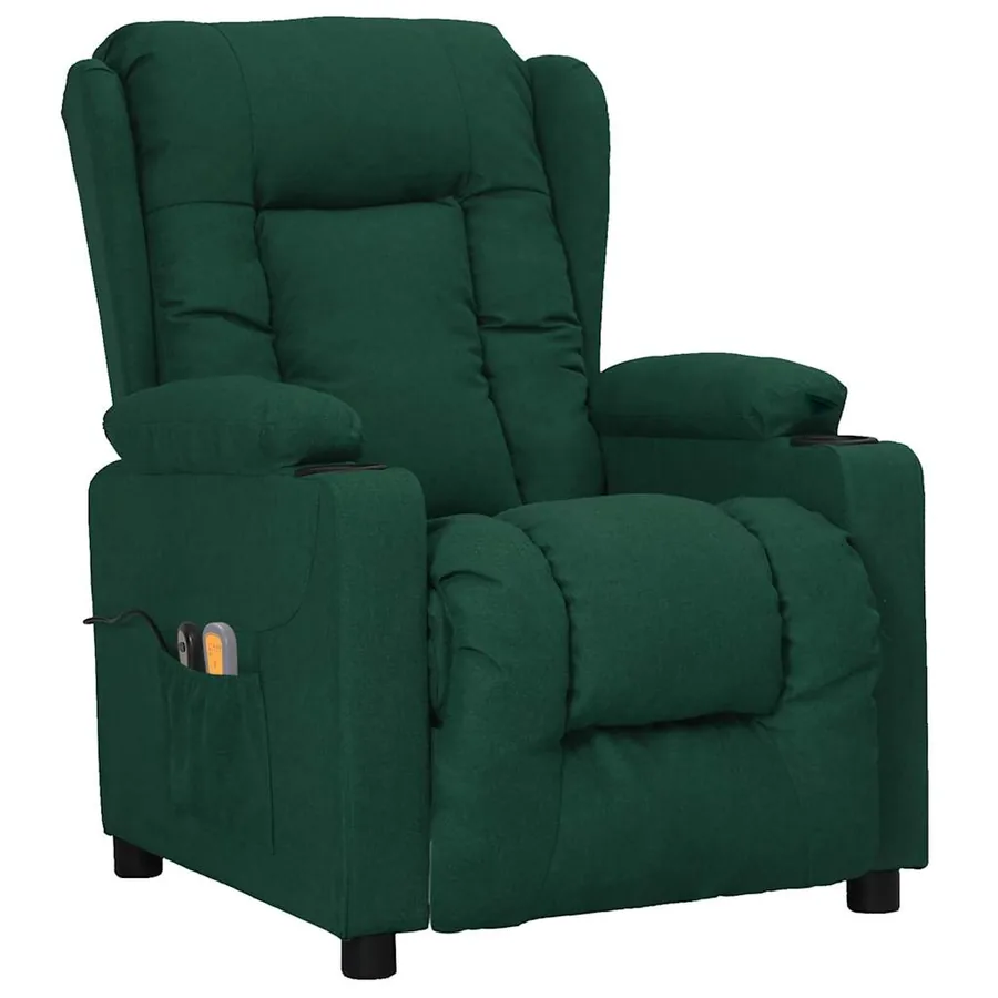 Fauteuil électrique de massage Vert foncé Tissu - 2