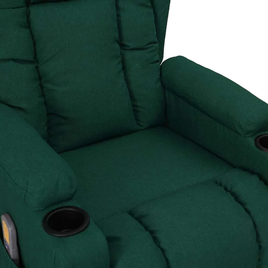 Fauteuil électrique de massage Vert foncé Tissu - 6