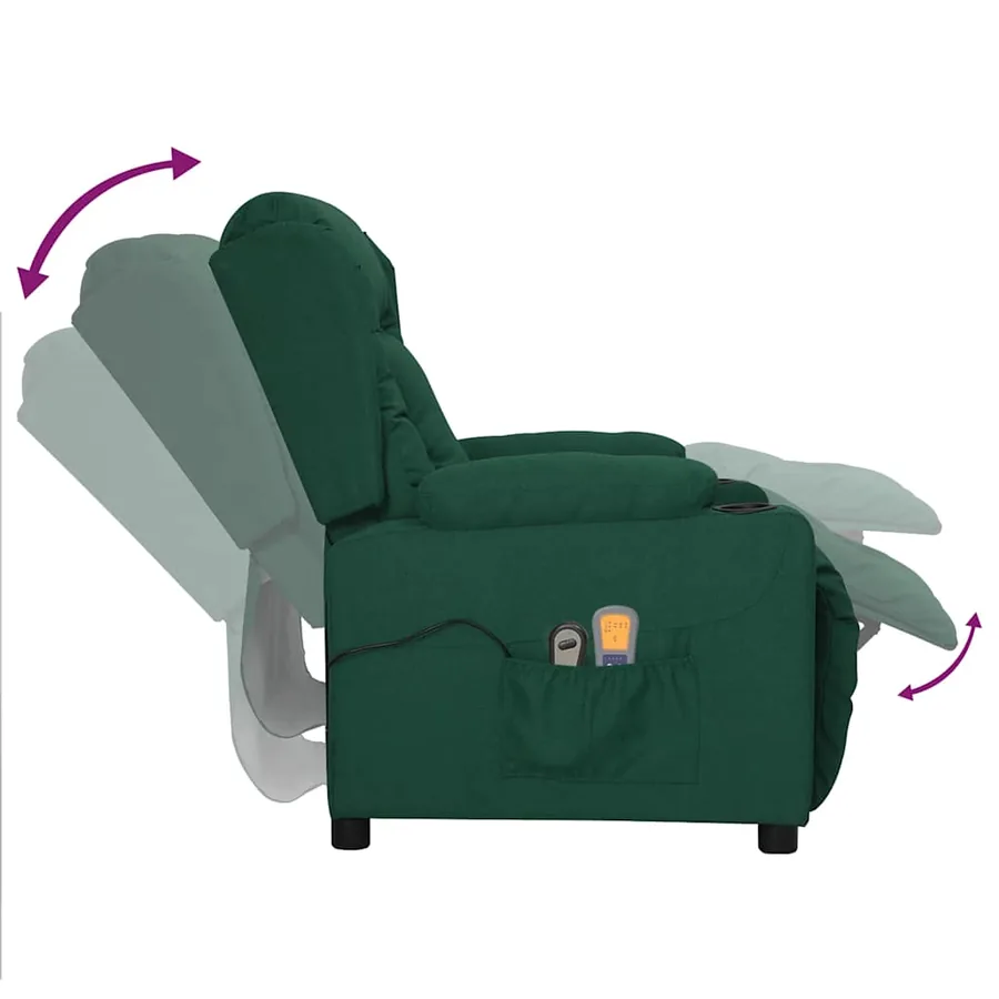Fauteuil électrique de massage Vert foncé Tissu - 7