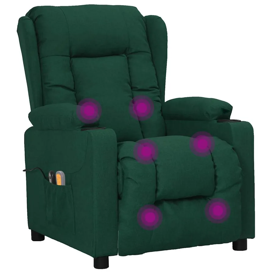 Fauteuil électrique de massage Vert foncé Tissu - 8