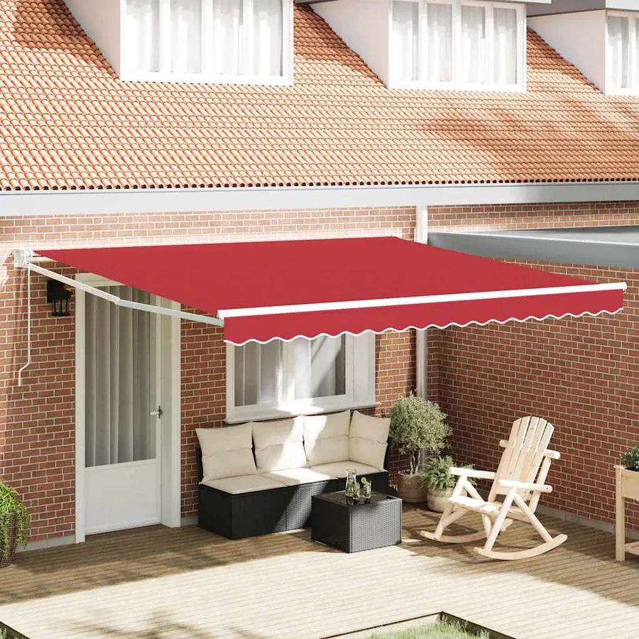 Auvent rétractable Rouge 400 × 300 cm Polyester et métal