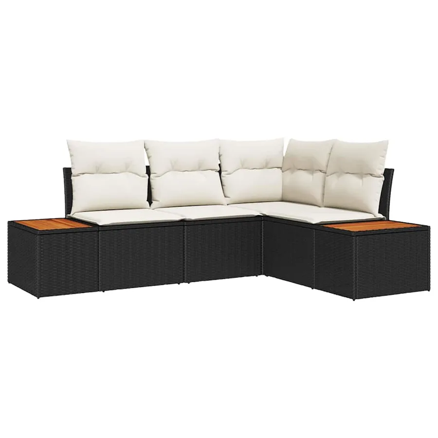 Ensemble de canapé de jardin avec coussin 5 pcs Noir Poly rotin - 2