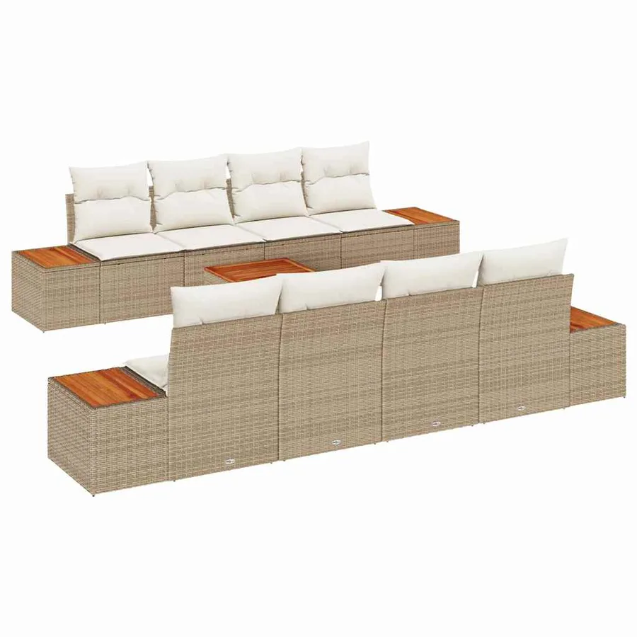 Ensemble de canapé de jardin 9 pcs Beige Poly rotin - 2