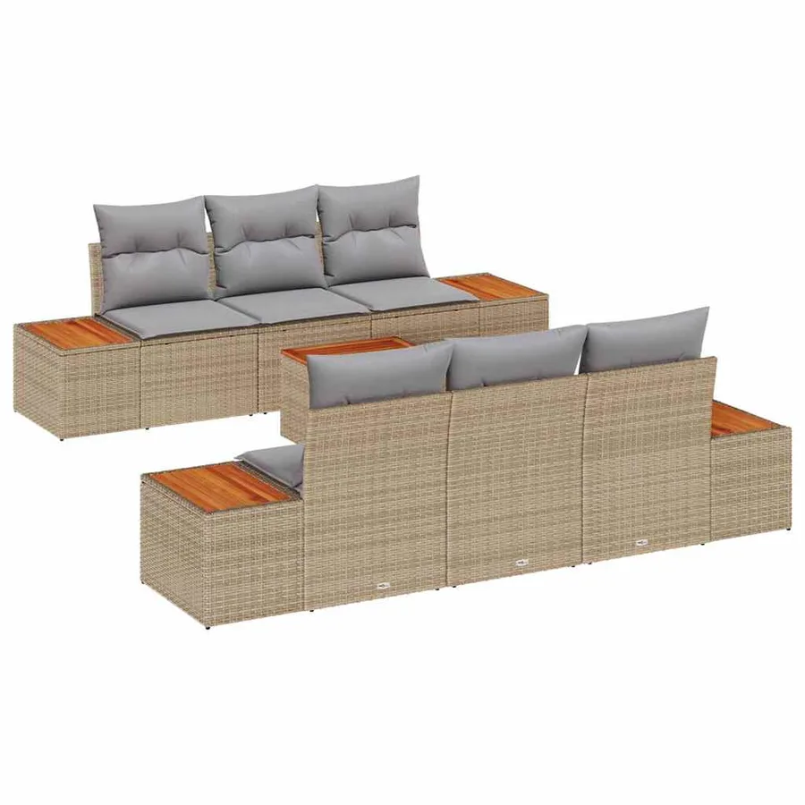 Ensemble de canapé de jardin 7 pcs Beige Poly rotin - 2