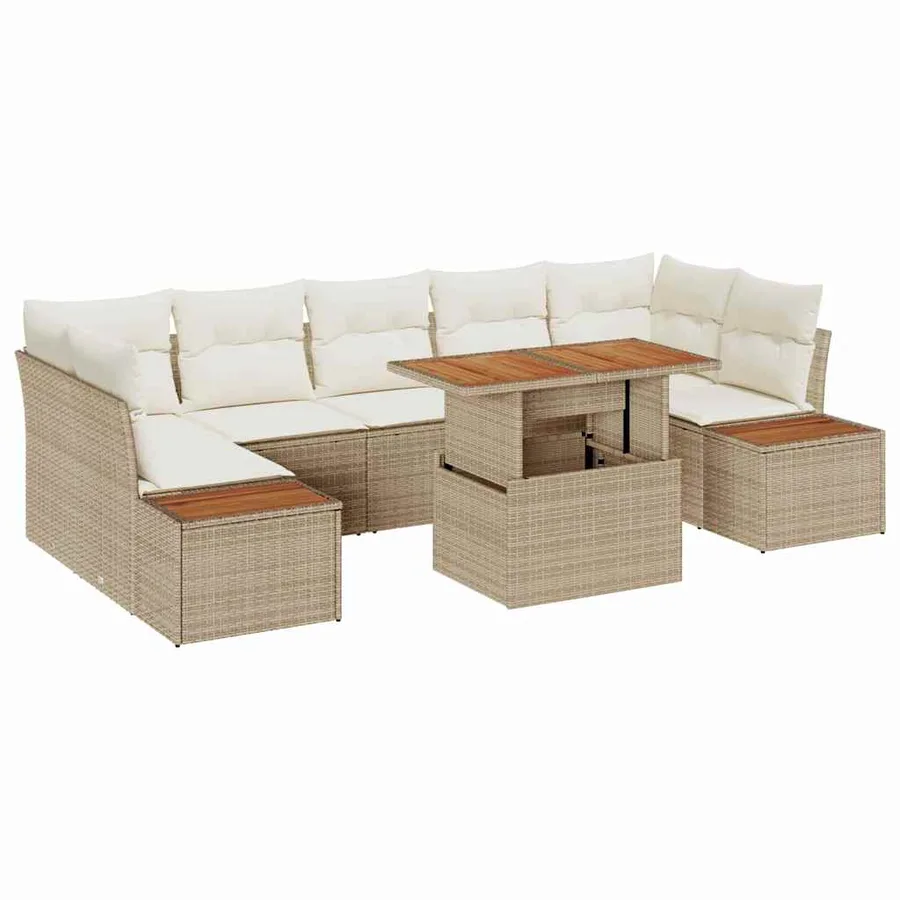Ensemble de canapé de jardin 8 pc Beige et crème - 2