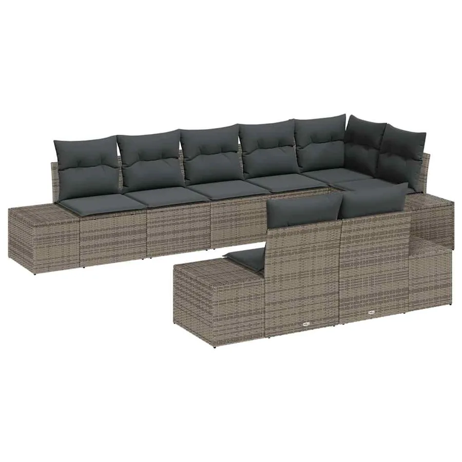 Ensemble de canapé de jardin 8 pcs Gris Poly rotin - 2