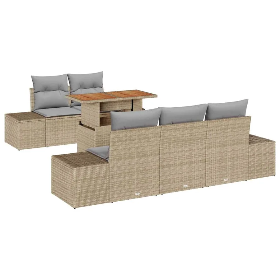 Ensemble de canapé de jardin 6 pcs Beige Poly rotin - 2