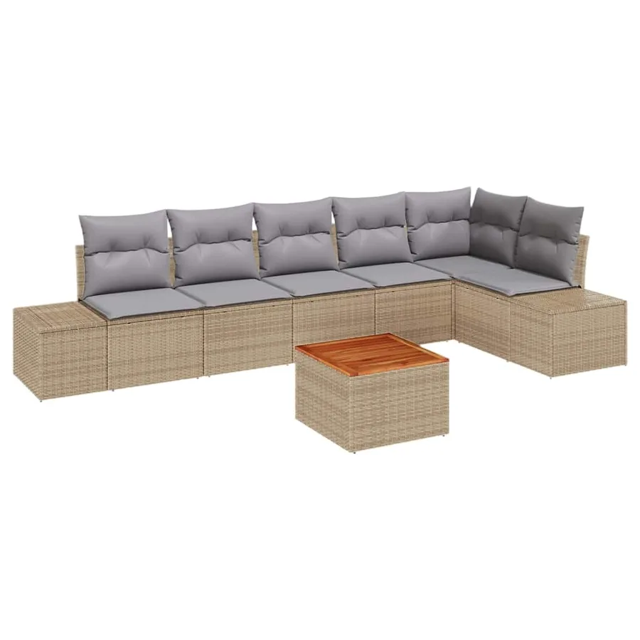 Ensemble de canapé de jardin 7 pcs Beige et Gris clair - 2