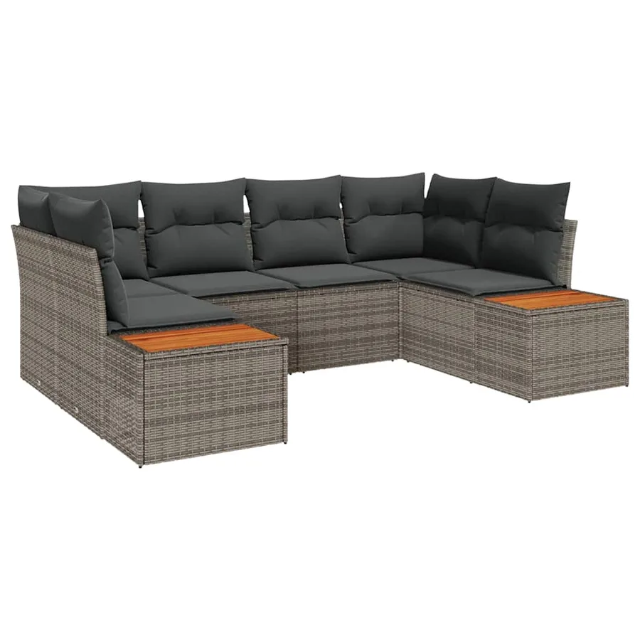 Ensemble de canapé de jardin avec coussin 6 pcs Gris polyrotin - 2