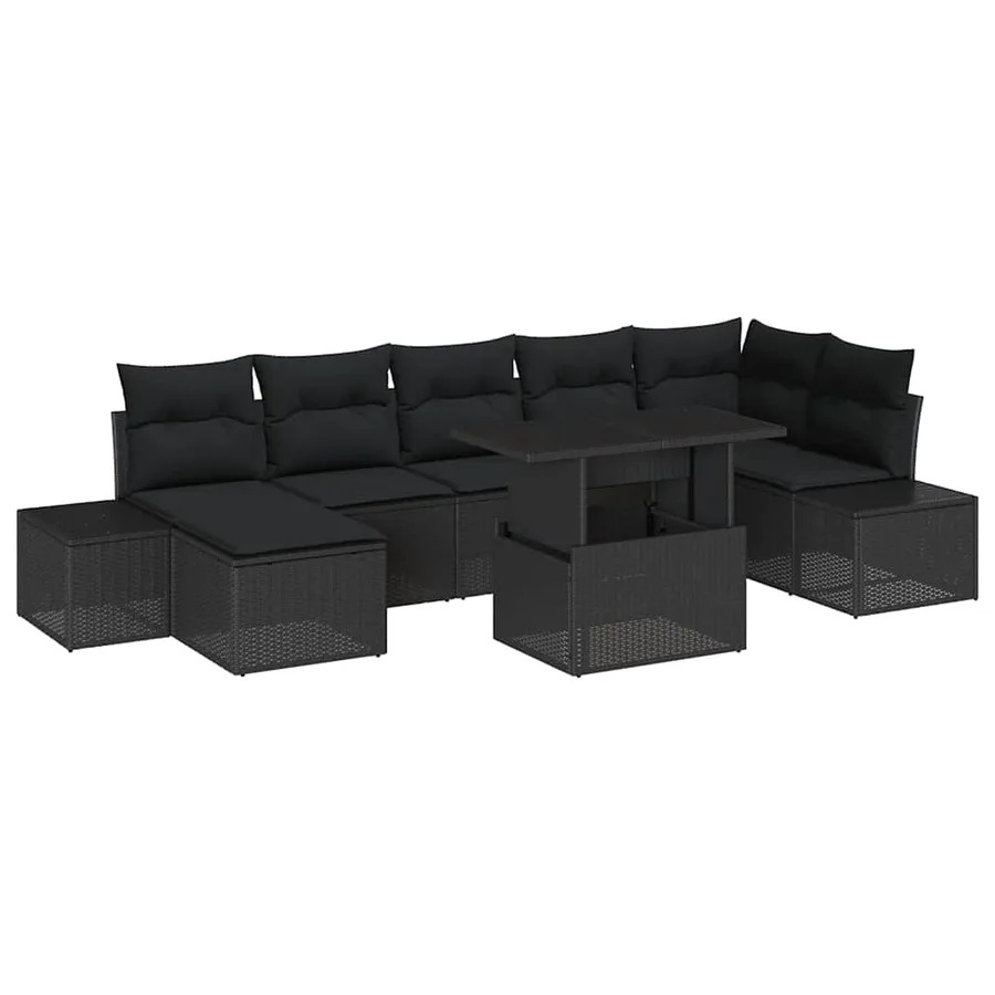 Ensemble de canapé de jardin avec coussin 8 pcs Noir - 2