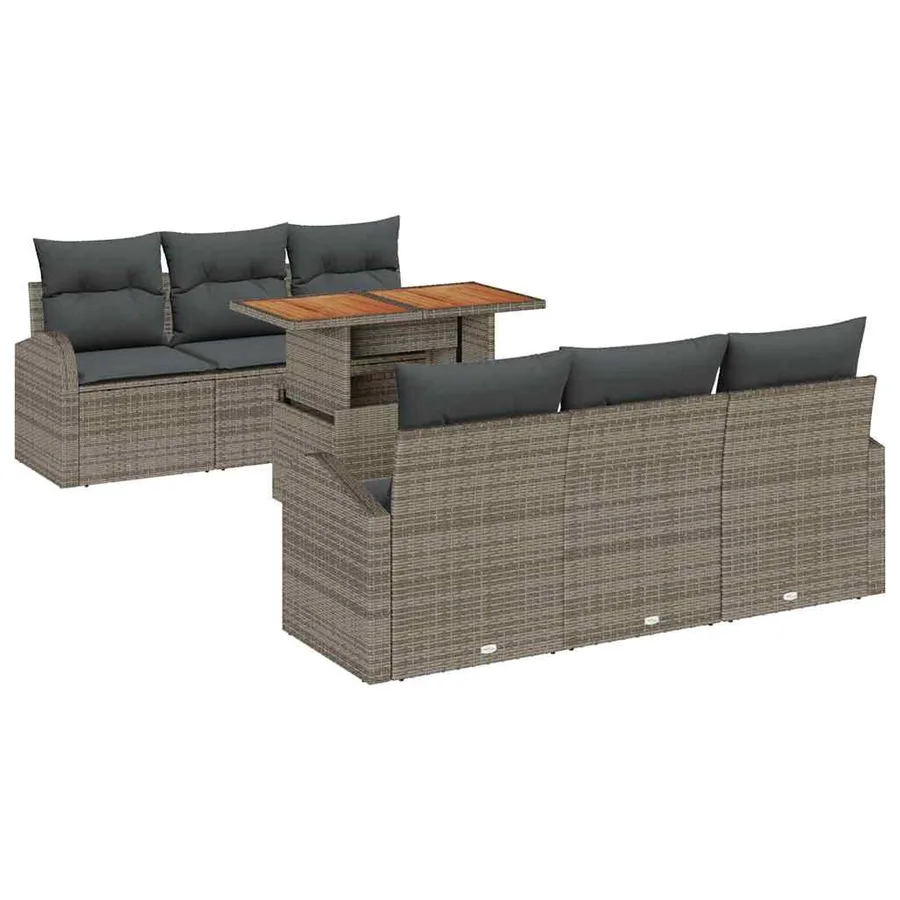 Ensemble de canapé de jardin avec coussin 7 pcs Gris - 2