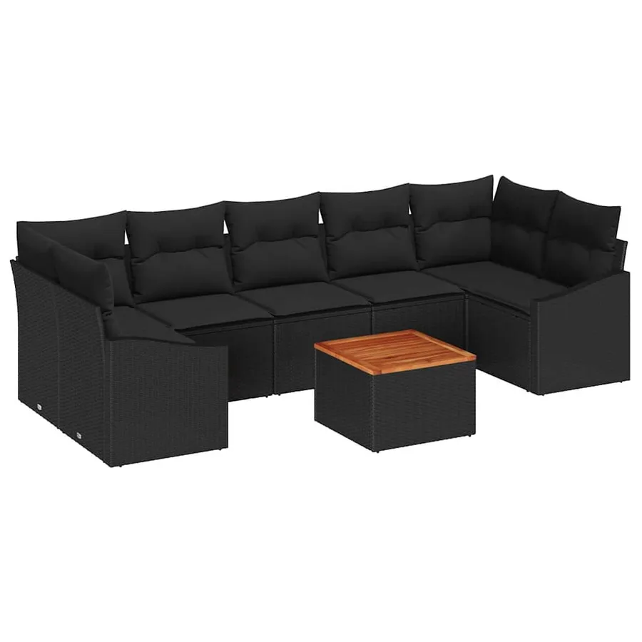 Ensemble de canapé de jardin avec stockage 8 pcs Noir polyrotin - 2