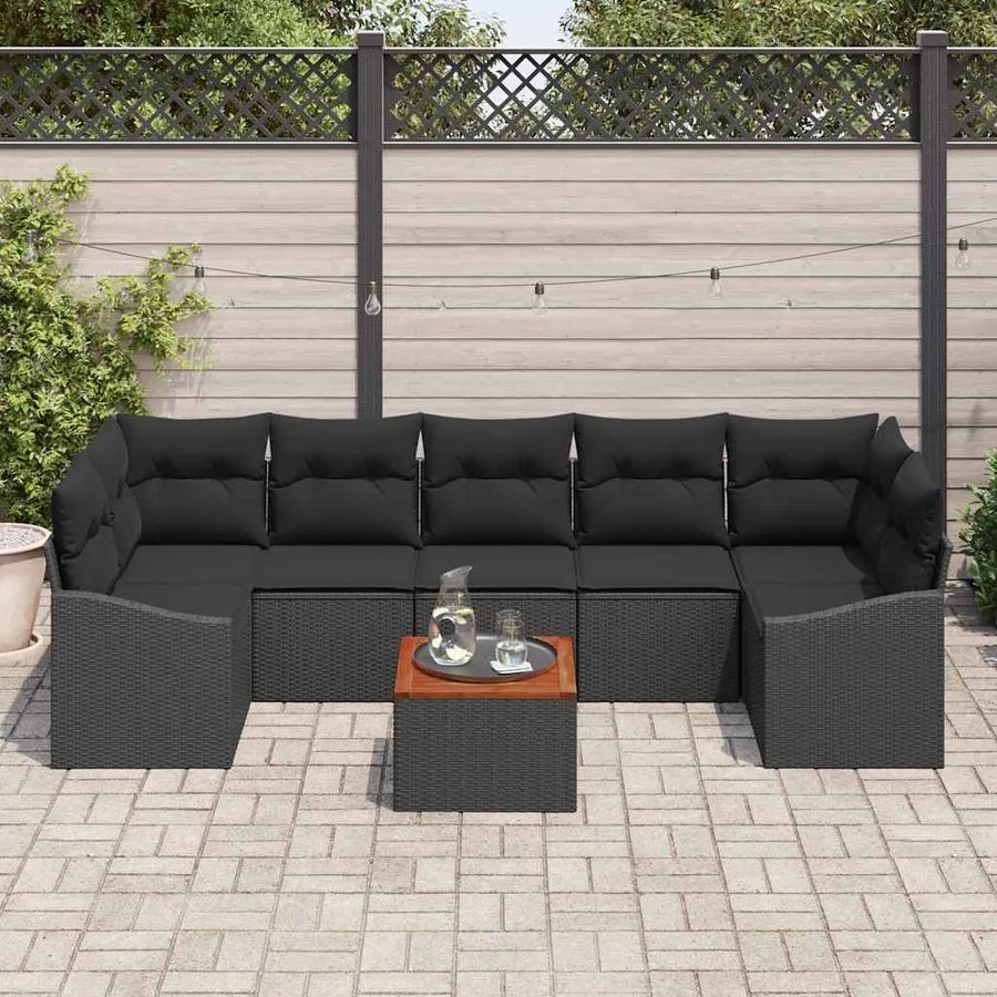 Ensemble de canapé de jardin avec stockage 8 pcs Noir polyrotin - 3