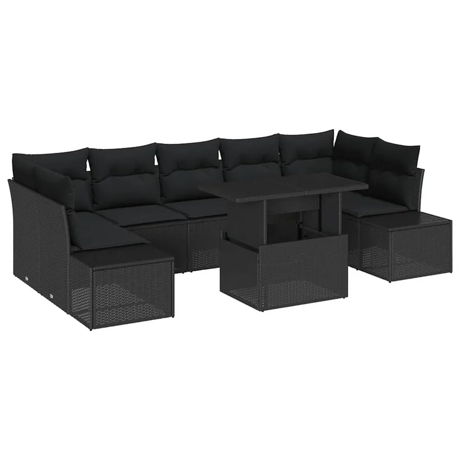 Ensemble de Canapés avec coussin 8 pcs Noir polyrotin - 2