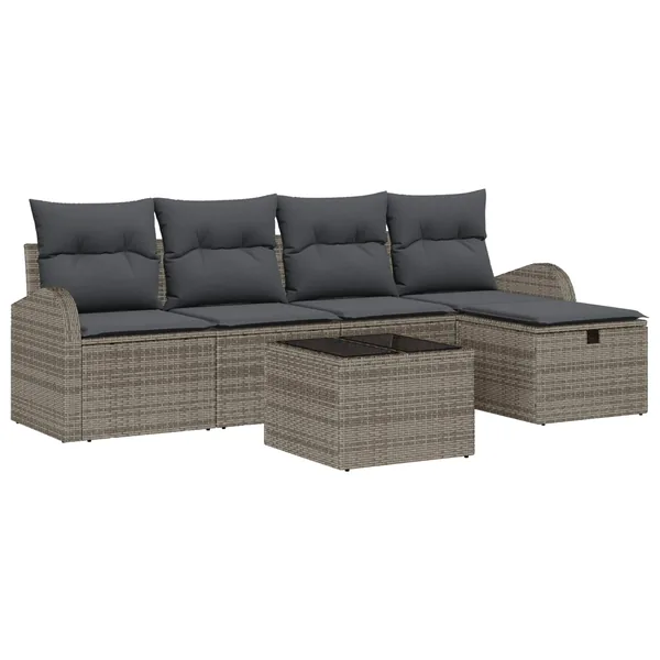 Ensemble de Canapés avec coussin avec stockage Gris polyrotin