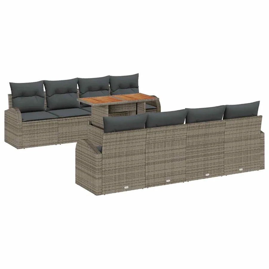 Ensemble de canapé de jardin avec coussin 7 pcs Gris - 2