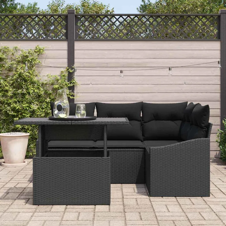 Ensemble de canapé de jardin avec coussin Réglable 5 pcs Noir - 3