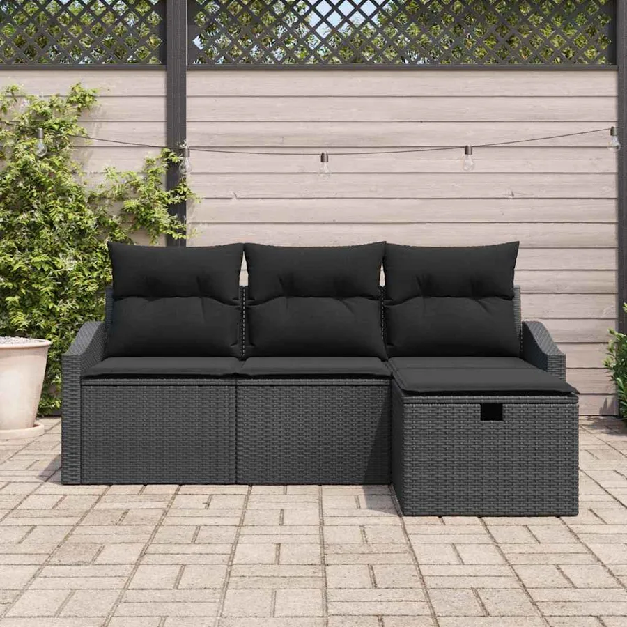 Ensemble de Canapés avec coussin 4 pcs polyrotin - 3