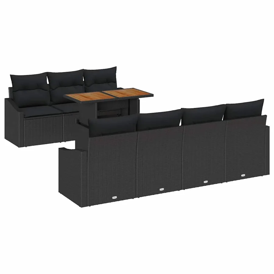 Ensemble de canapé de jardin 8 pcs Noir Poly rotin - 2
