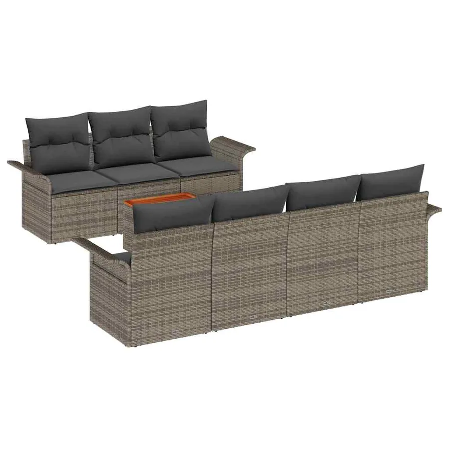 Ensemble de canapé de jardin avec coussin 8 pcs Gris polyrotin - 2