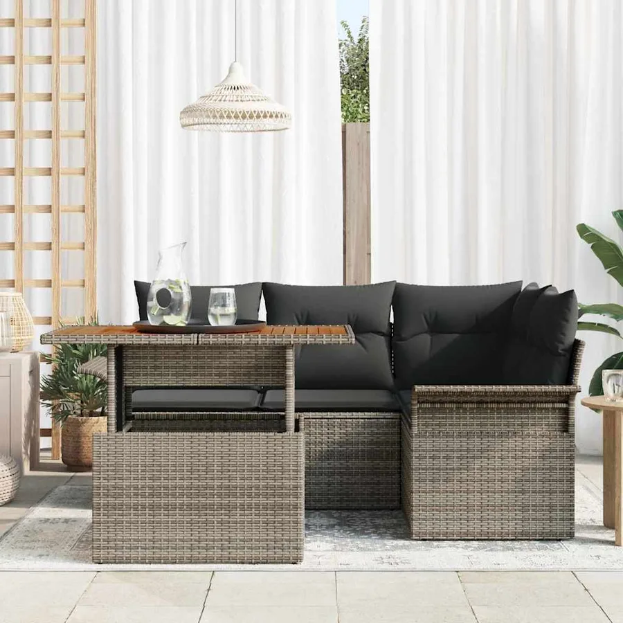 Ensemble de canapé de jardin avec coussin 5 pcs Gris - 3