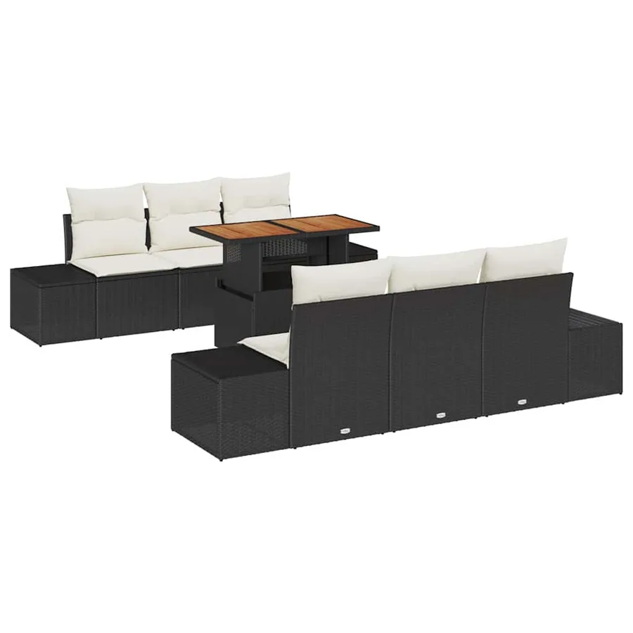 Ensemble de canapé de jardin 7 pc Noir et Crème - 2