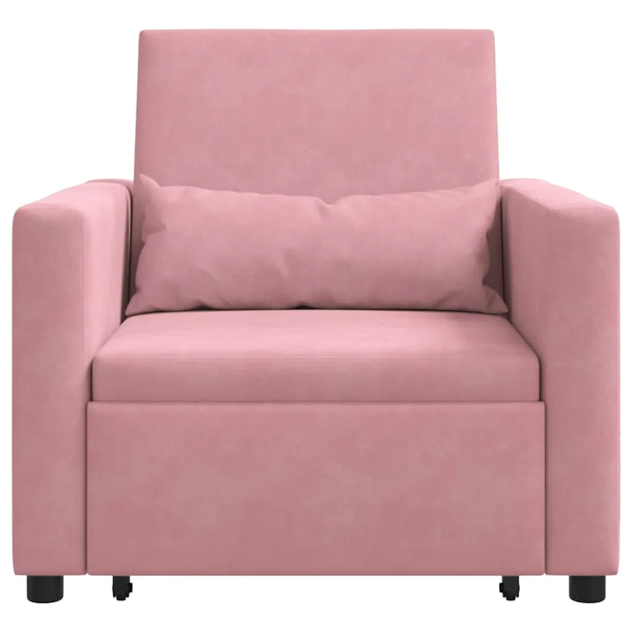 Canapé-lit escamotable simple avec des roues Rose clair Velours - 5