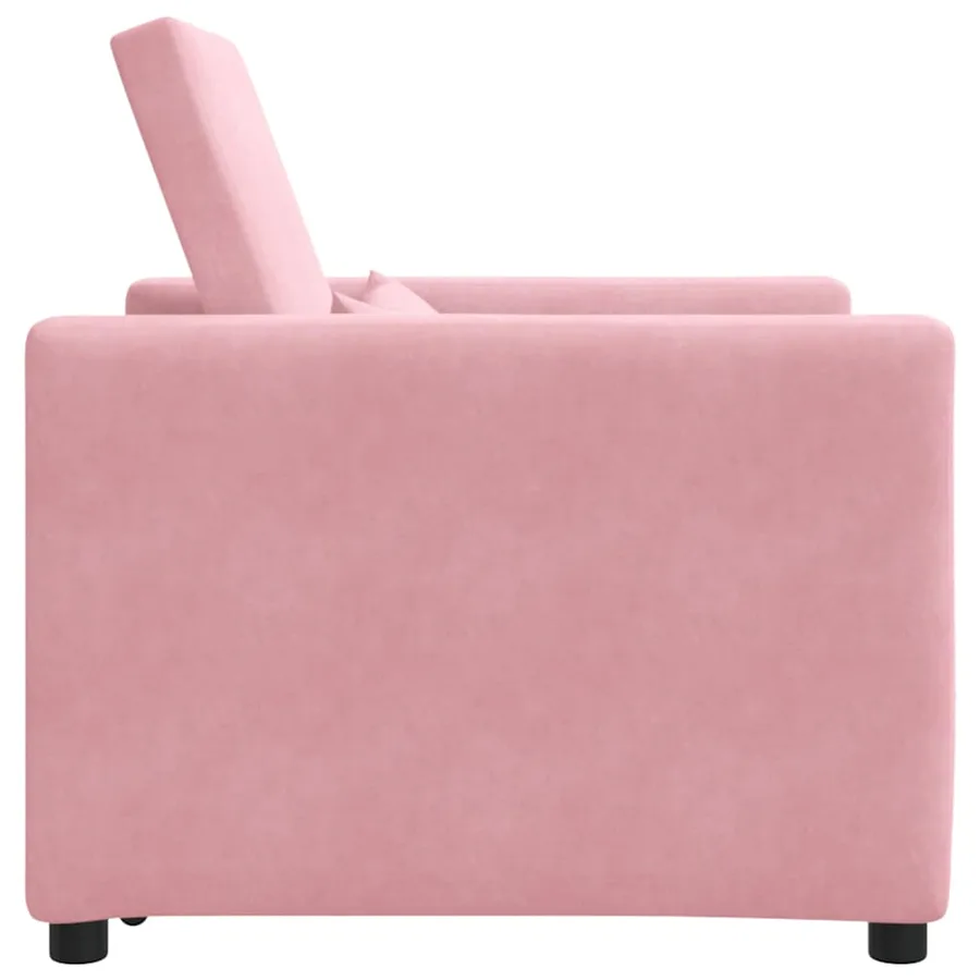 Canapé-lit escamotable simple avec des roues Rose clair Velours - 6