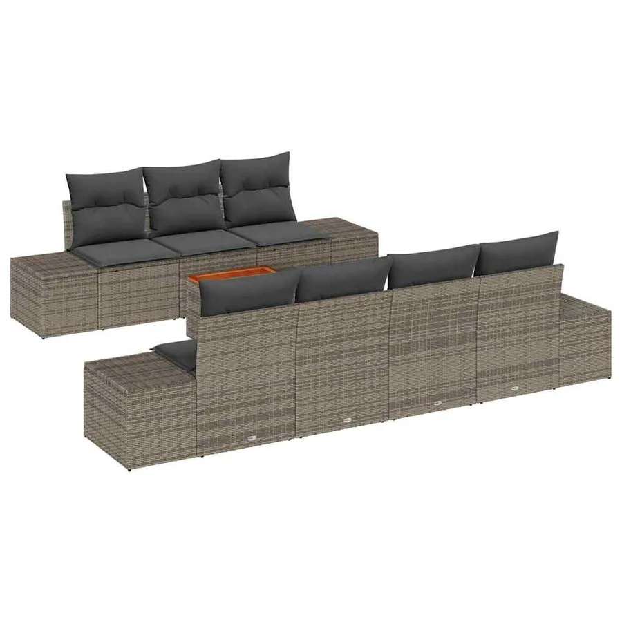 Ensemble de canapé de jardin avec coussin 8 pcs Gris polyrotin - 2
