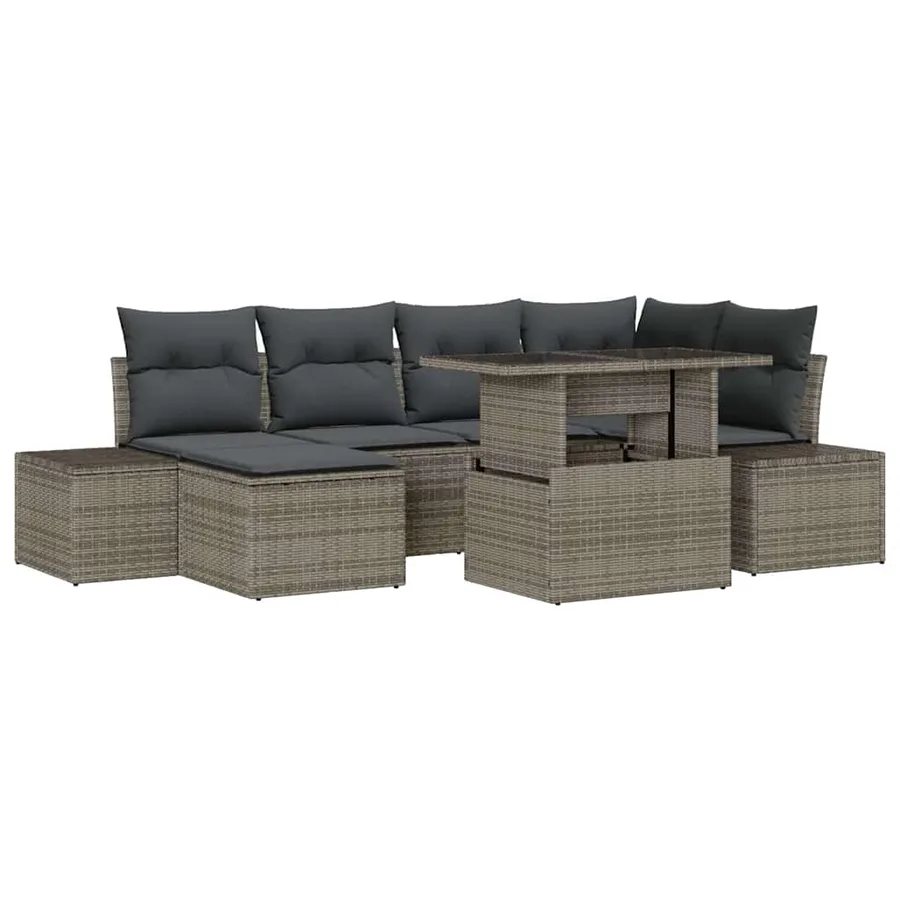 Ensemble de canapé de jardin avec coussin 7 pcs Gris - 2