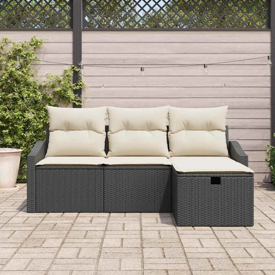 Ensemble de Canapés avec coussin 4 pcs polyrotin - 3