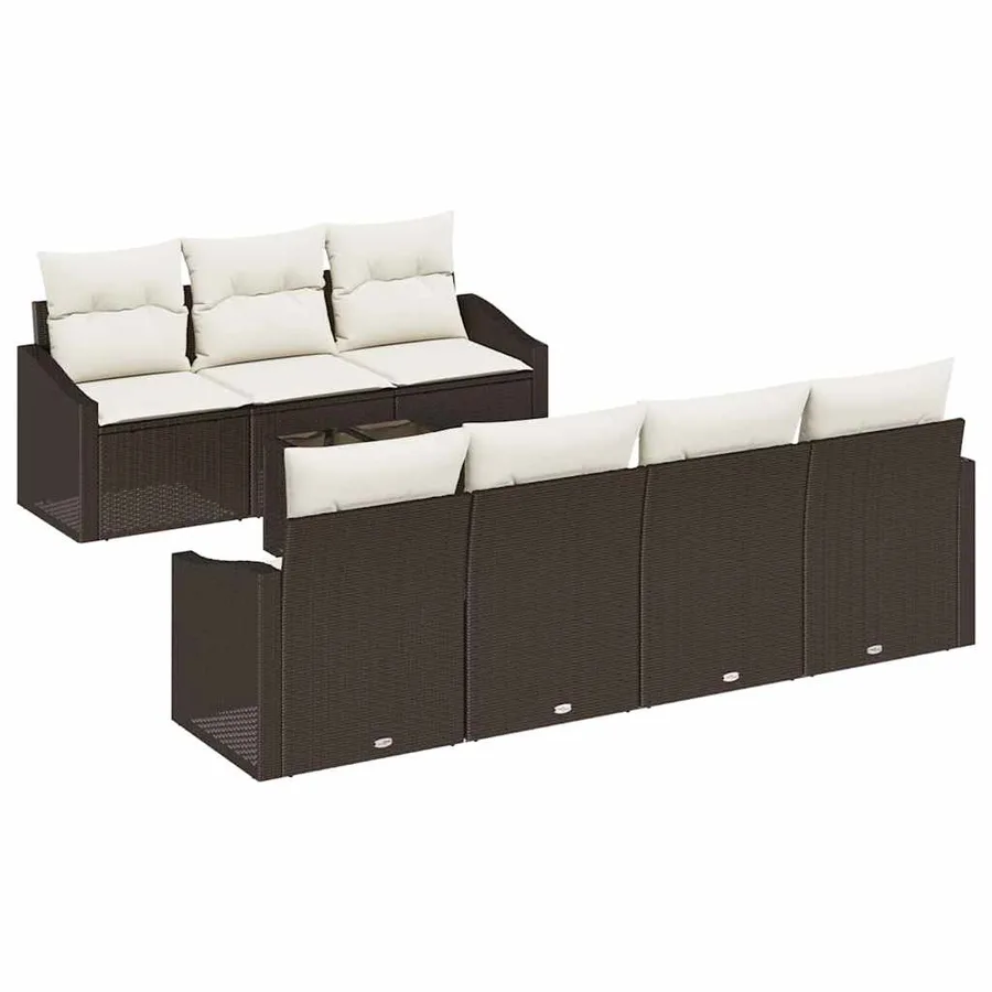 Ensemble de Canapés 8 pcs Marron et Crème polyrotin - 2