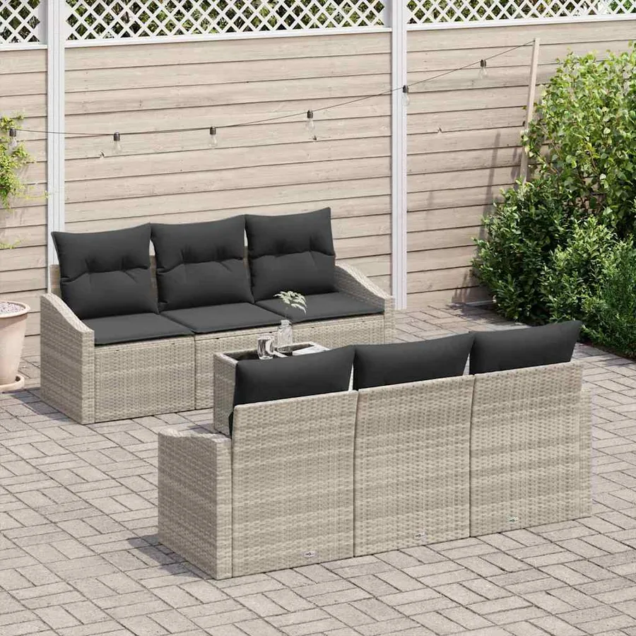 Ensemble de Canapés 7 pcs Gris clair et gris foncé polyrotin - 3