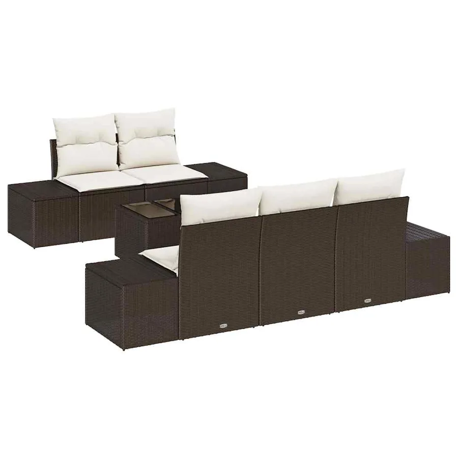 Ensemble de canapé de jardin avec coussin Marron polyrotin - 2