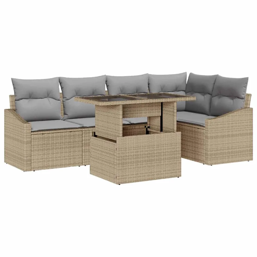 Ensemble de canapé de jardin Réglable 6 pcs Beige et Gris clair - 2